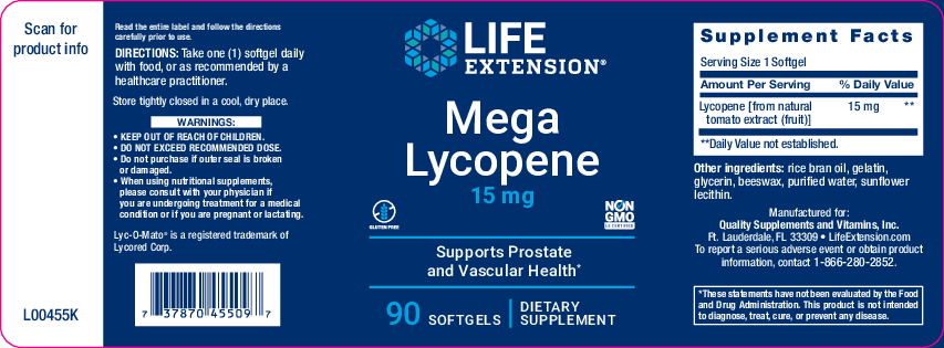 Life Extension Mega Lycopene 90 gels