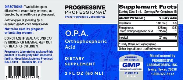 Progressive Labs OPA Orthophosphoric Acid 2 oz