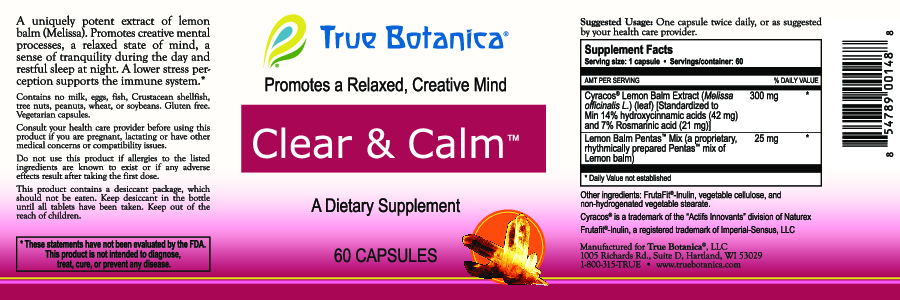 True Botanica Clear & Calm  60 caps