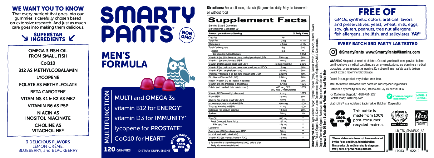 SmartyPants Vitamins Men's Formula 180 gummies