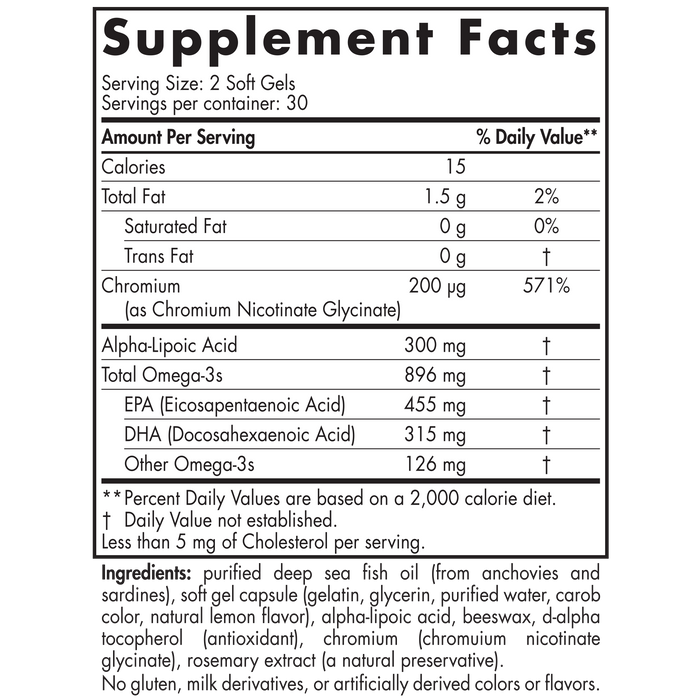 Nordic Naturals ProOmega Blood Sugar 1000 mg 60 gels