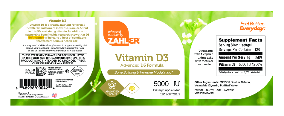 Advanced Nutrition by Zahler Vitamin D3 5000 IU