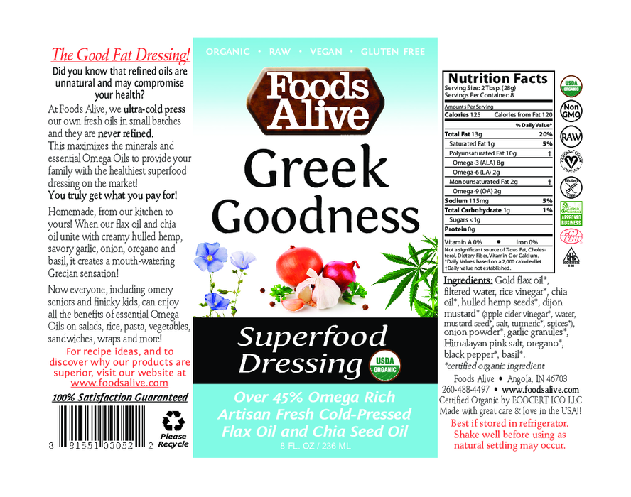 Foods Alive GreekGoodness Superfood Dressing 8 fl oz