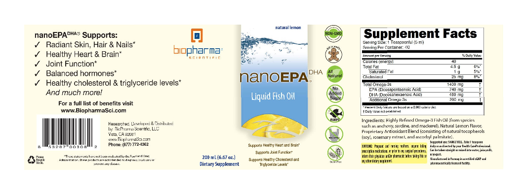 BioPharma Scientific nanoEPA DHA (lemon cr&egrave;me) 6.6 fl oz