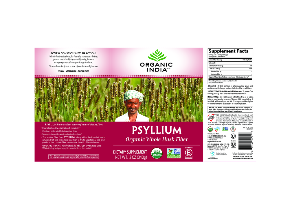 Organic India Org. Whole Husk Psyllium 12 oz