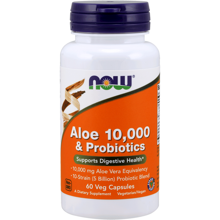 NOW Aloe 10,000 & Probiotics 60 vegcaps