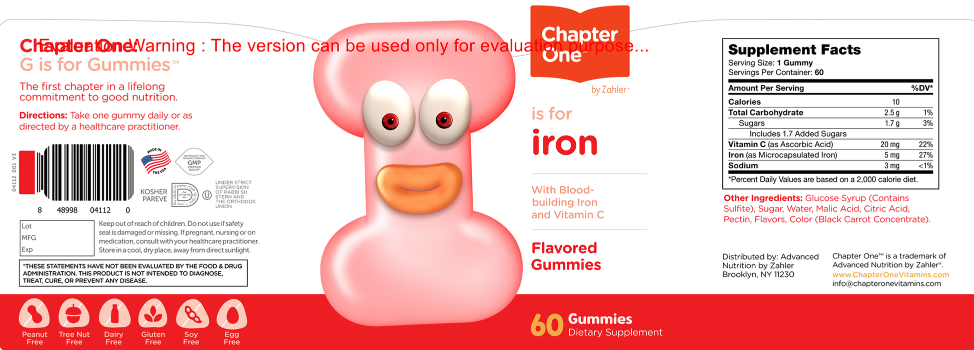 Chapter One I is for Iron 60 gummies