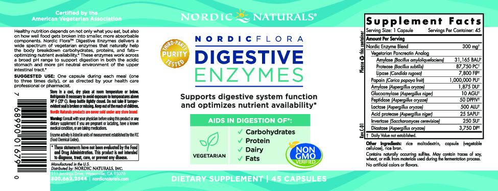 Nordic Naturals Digestive Enzymes 45 caps