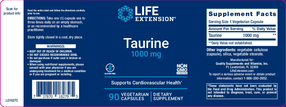 Life Extension Taurine 1000 mg 90 vegcaps
