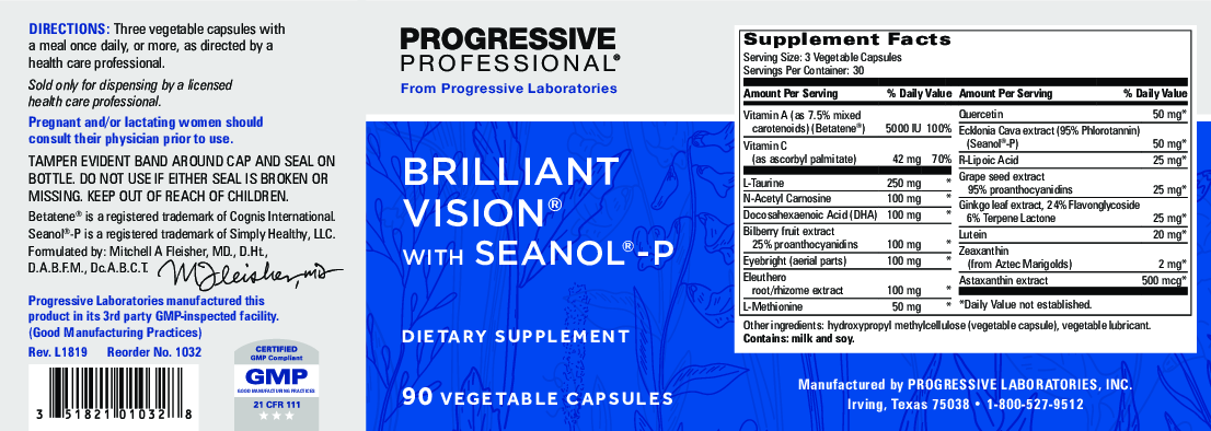 Progressive Labs Brilliant Vision with Seanol-P 90 vcap