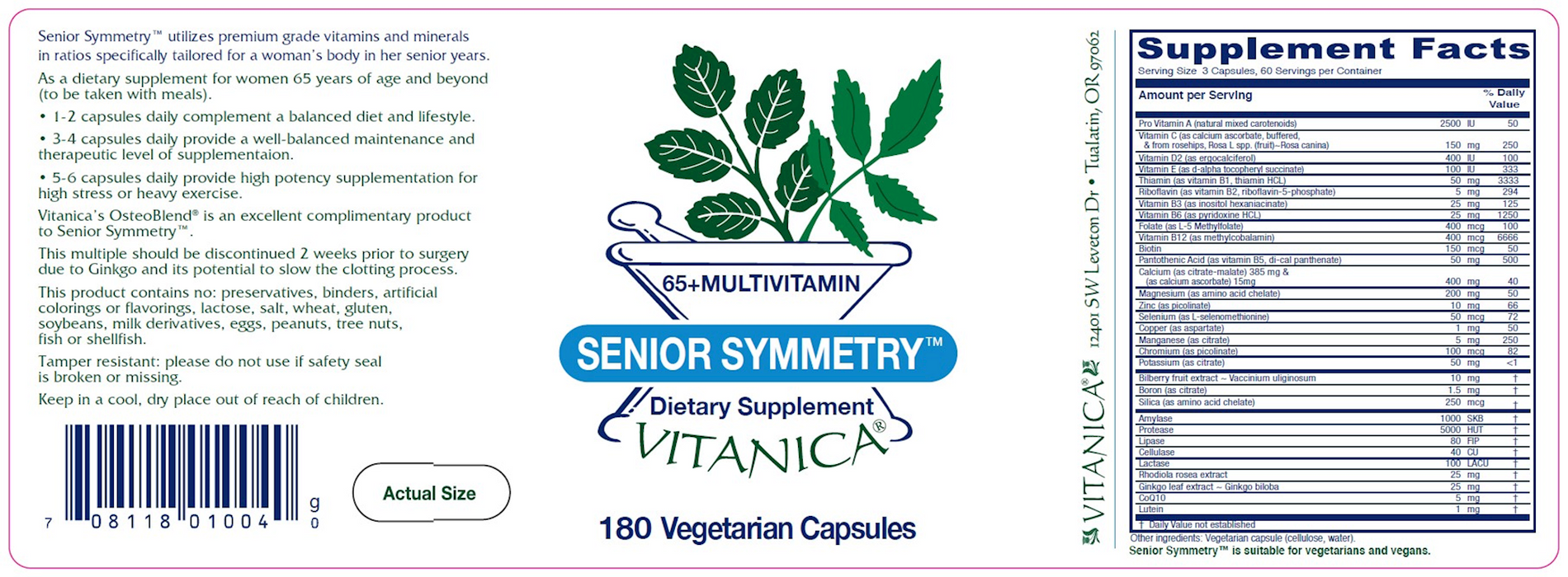 Vitanica Senior Symmetry 180 vcaps