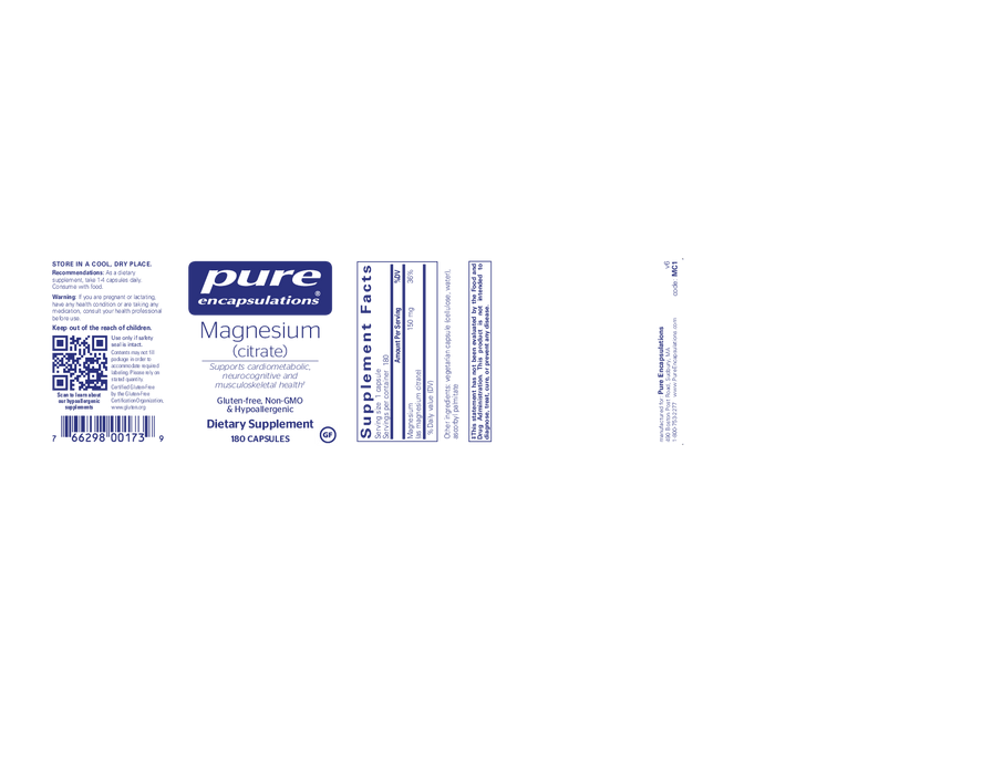 Pure Encapsulations Magnesium (citrate) 150 mg