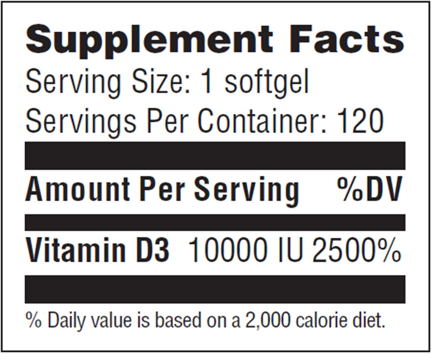 Advanced Nutrition by Zahler Vitamin D 10,000 IU 120 softgels