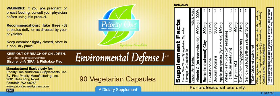 Priority One Vitamins Environmental Defense I 90 vcaps