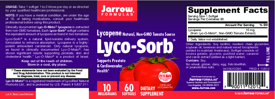 Jarrow Formulas Lyco-Sorb 10 mg 60 softgels