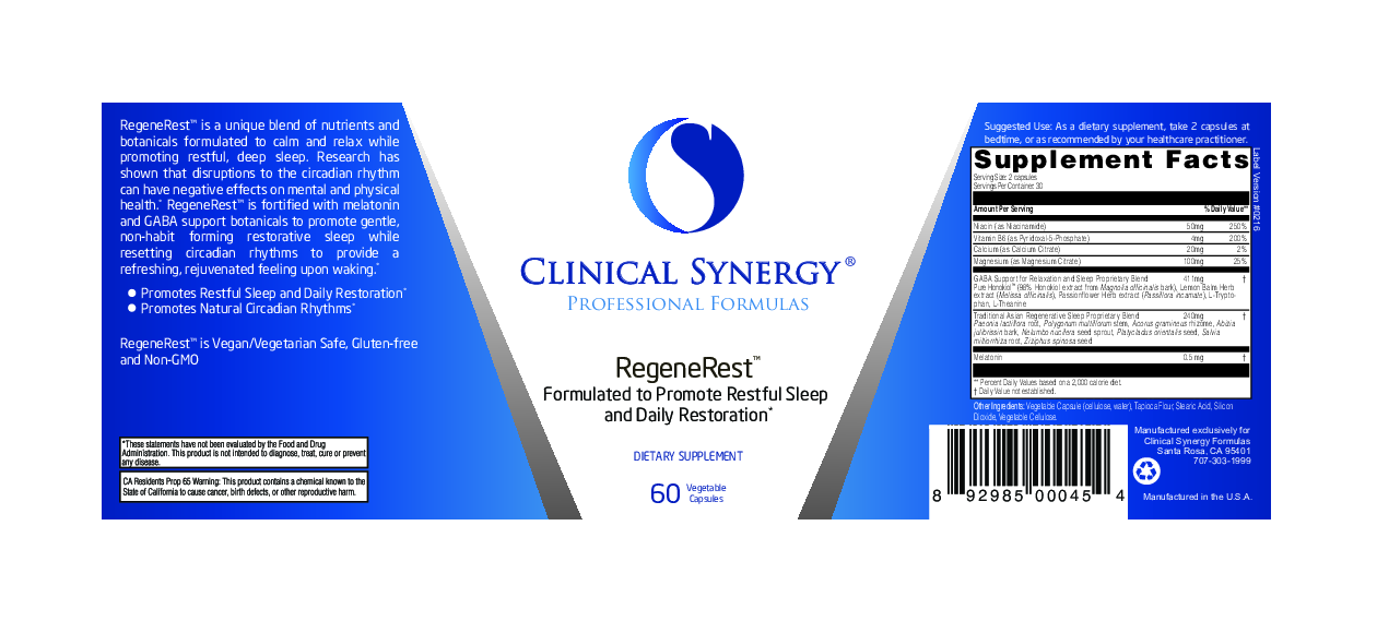 Clinical Synergy RegeneRest  60 vegcaps