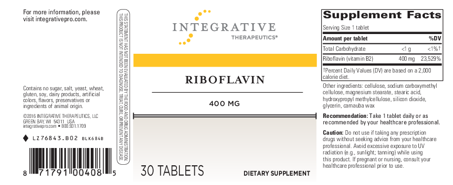 Integrative Therapeutics Riboflavin 30 tabs