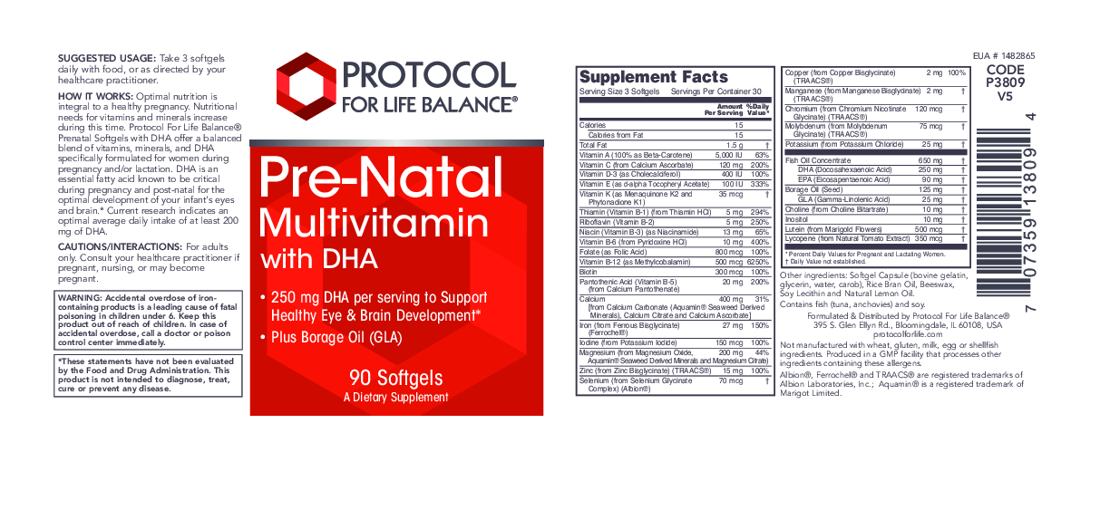 Protocol For Life Balance Pre-Natal Multivitamin with DHA 90 Gels