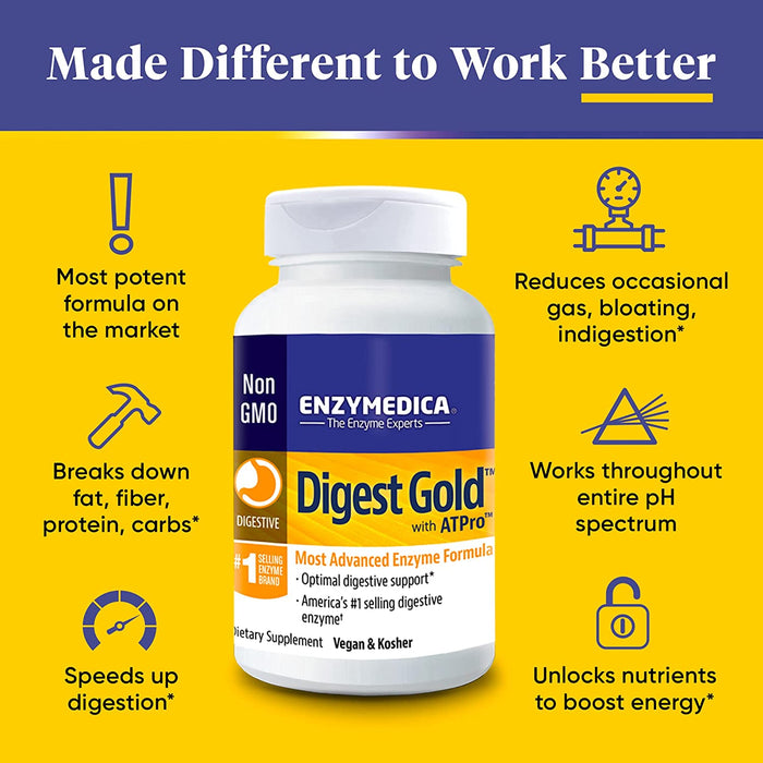 Enzymedica, Digest Gold + ATPro, Maximum Strength Enzymes, 120 Capsules