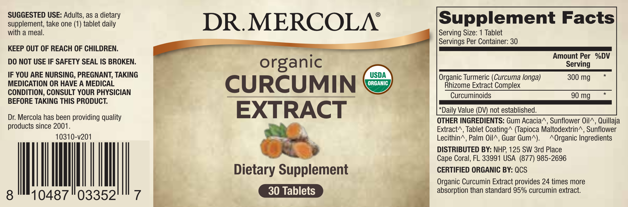 Dr. Mercola Organic Curcumin Extract 30 tabs