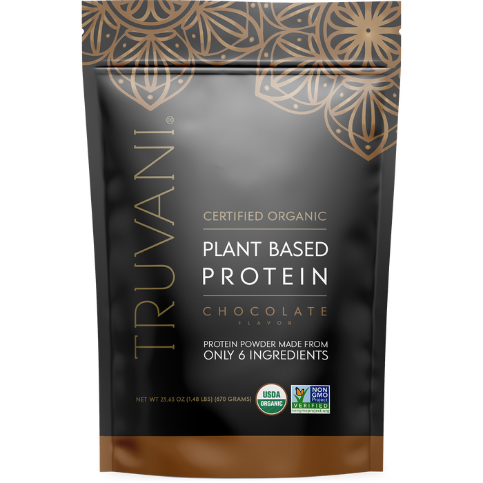 Протеиновый порошок Truvani на растительной основе - шоколадный протеиновый порошок 20 порций, сертифицированный USDA, органический - веганский, без ГМО, молочных продуктов, сои и глютена