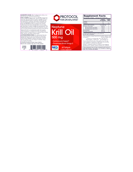 Protocol For Life Balance Krill Oil 500 mg Neptune NKO 60 gels