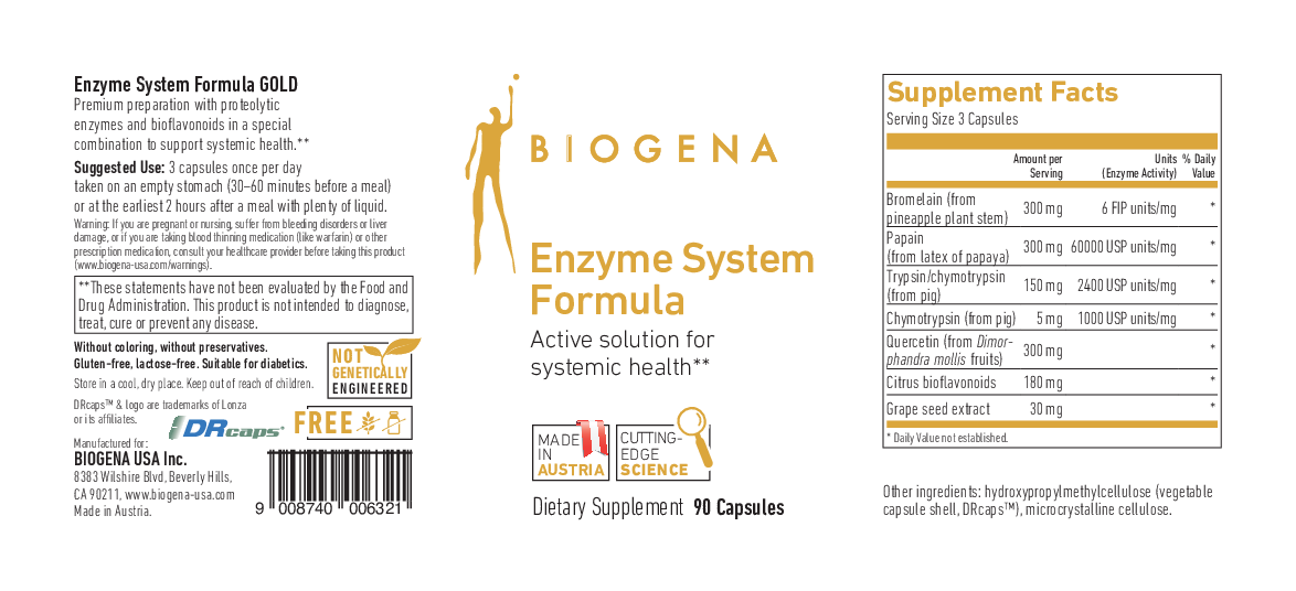 Biogena Enzyme System Formula GOLD 90 vegcaps