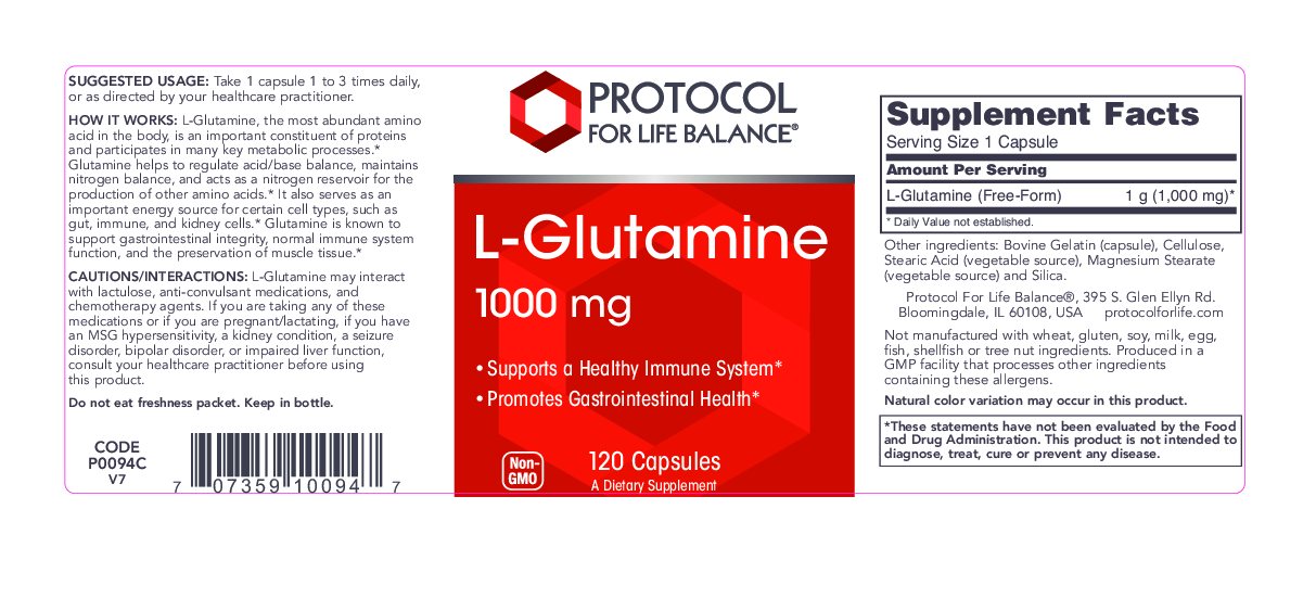 Protocol For Life Balance L-Glutamine 1000 mg 120 caps