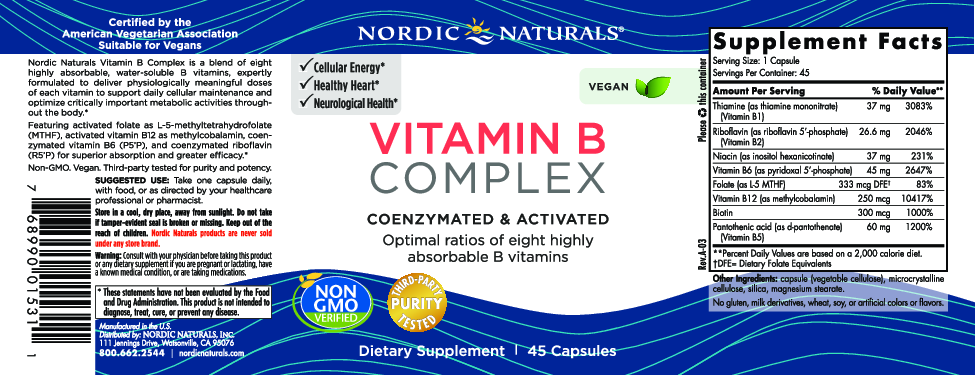 Nordic Naturals Vitamin B Complex 45 vegcaps