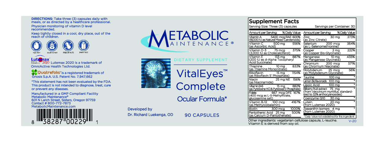 Metabolic Maintenance Vital Eyes Complete 90 caps