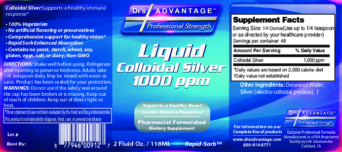 Dr.'s Advantage Colloidal Silver 1000 ppm 2 oz