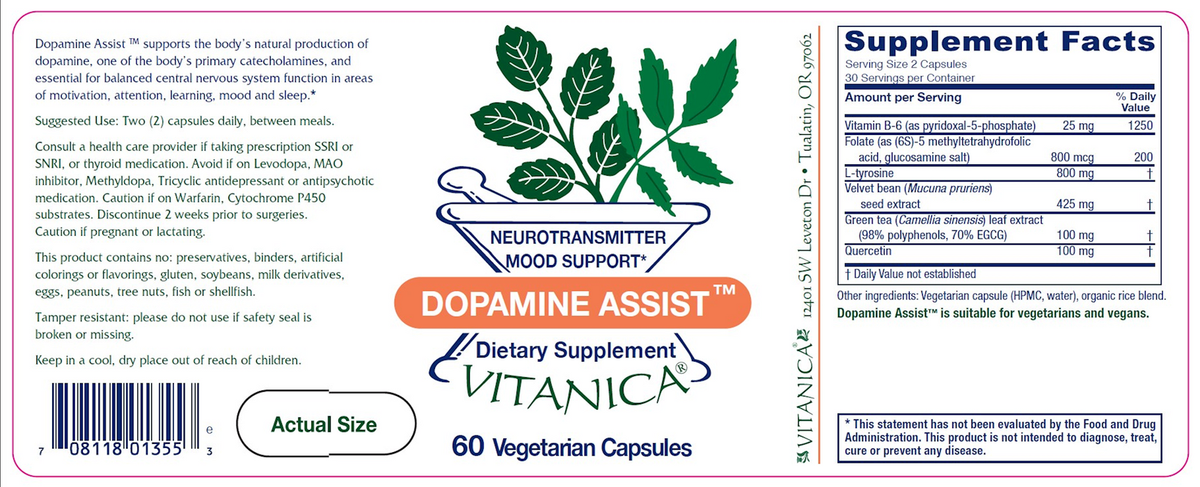 Vitanica Dopamine Assist 60 vegcaps