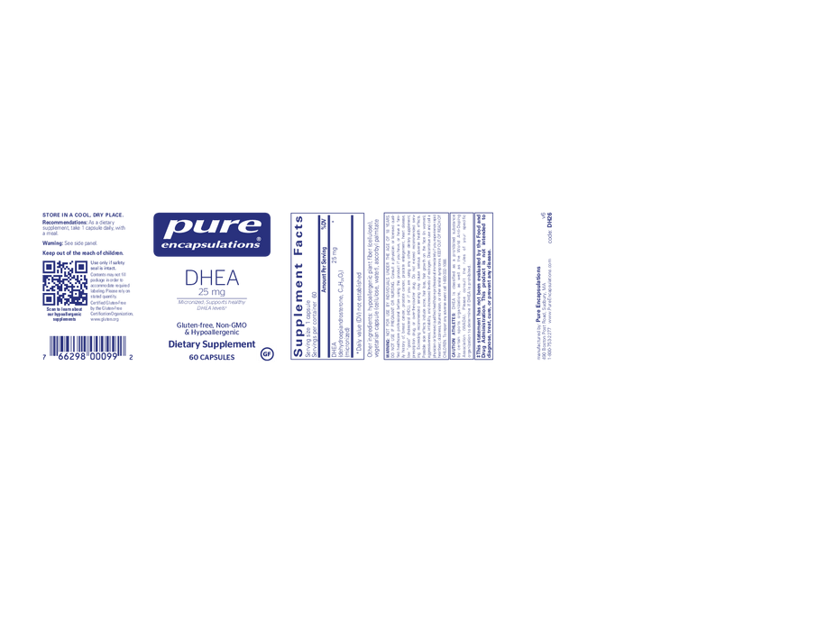 Pure Encapsulations DHEA (micronized) 25 mg 60 vcaps