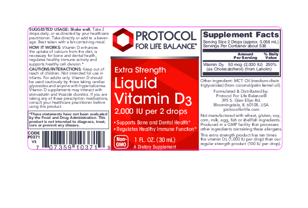 Protocol For Life Balance Liquid Vitamin D-3 2,000 IU 1 oz