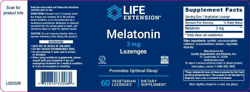 Life Extension Melatonin 3 mg 60 Lutschtabletten
