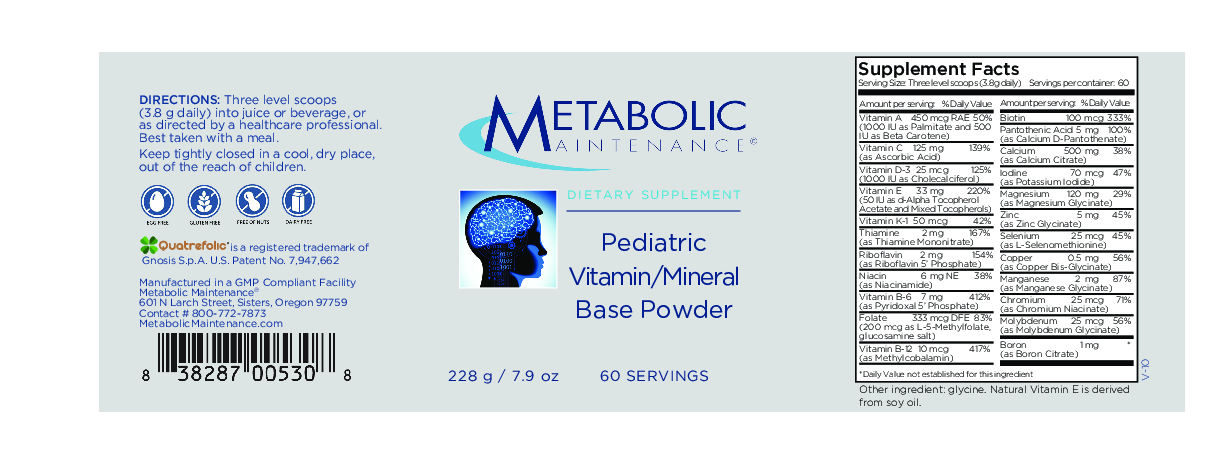 Metabolic Maintenance Pediatric Vit/Min Base Powder 228 g