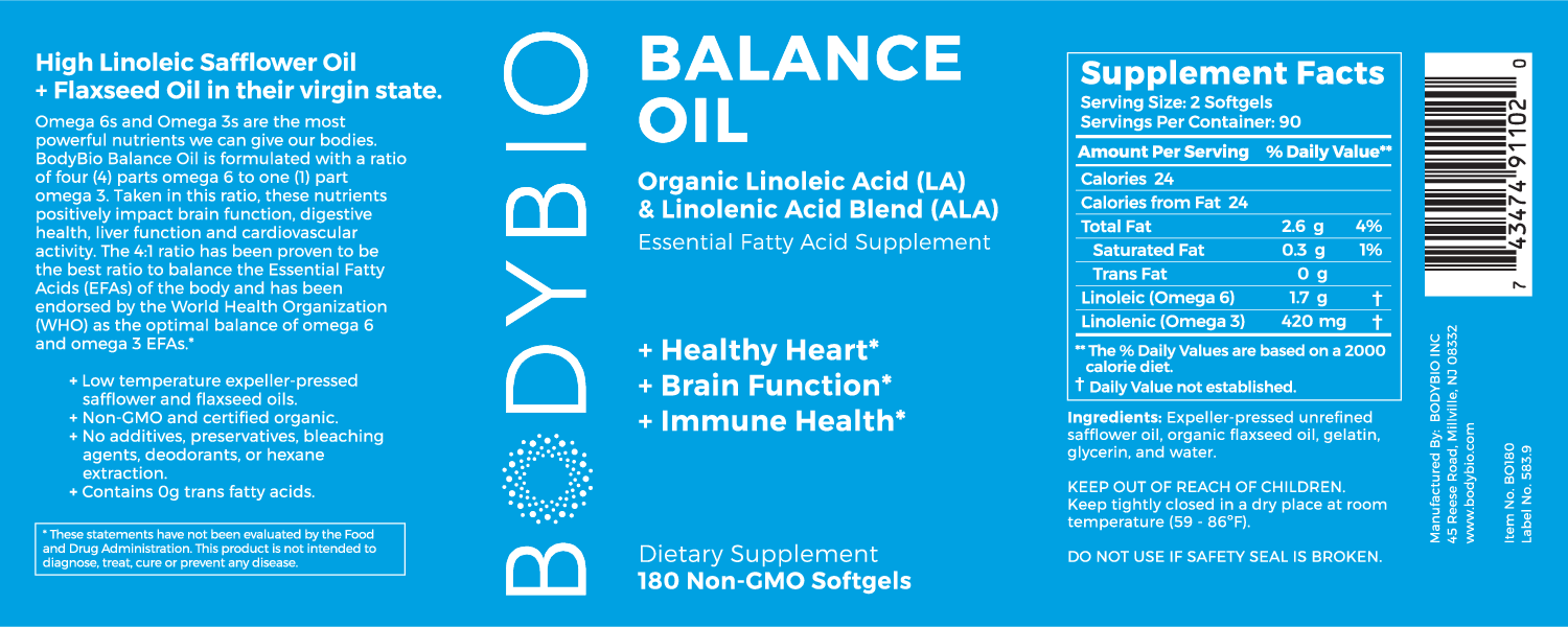 BodyBio BodyBio Balance Oil 180 softgels