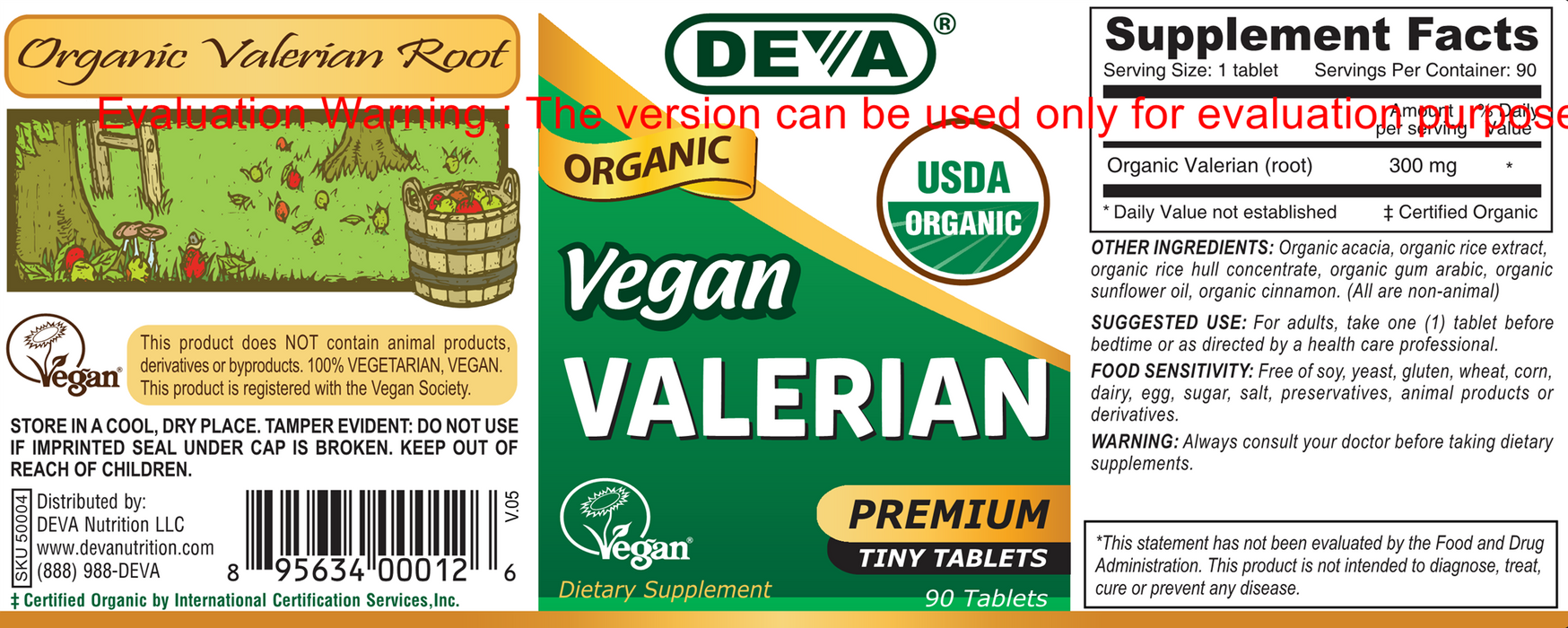 Deva Nutrition LLC Vegan Valerian Organic 90 tabs