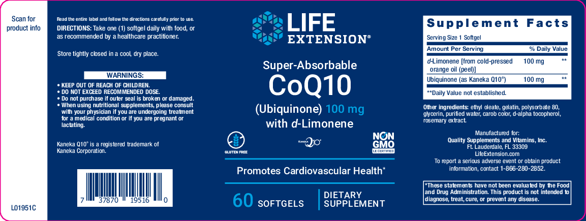 Life Extension Super-Absorb CoQ10 d-Limonene 60 sftgls