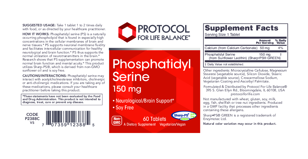 Protocol For Life Balance Phosphatidyl Serine 150 mg 60 tabs