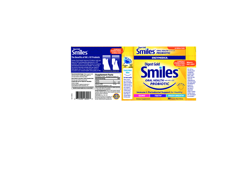 Enzymedica Digest Gold Smiles 30 quick melt mints