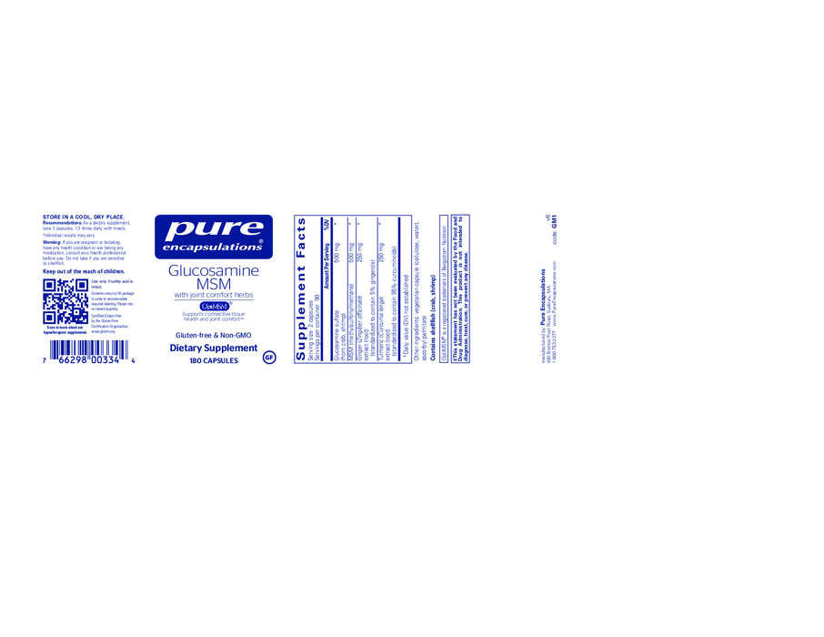 Pure Encapsulations Glucosamine MSM w/Joint Comfort