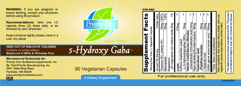 Priority One Vitamins 5-Hydroxy Gaba  90 vegcaps