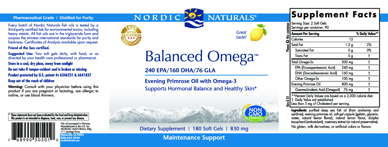 Nordic Naturals Balanced Omega Combination 180 gels