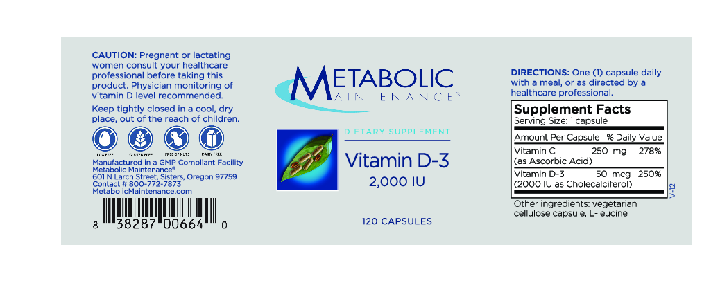 Metabolic Maintenance Vitamin D-3 2000 IU 120 caps