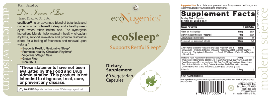 EcoNugenics ecoSleep 60 vegcaps