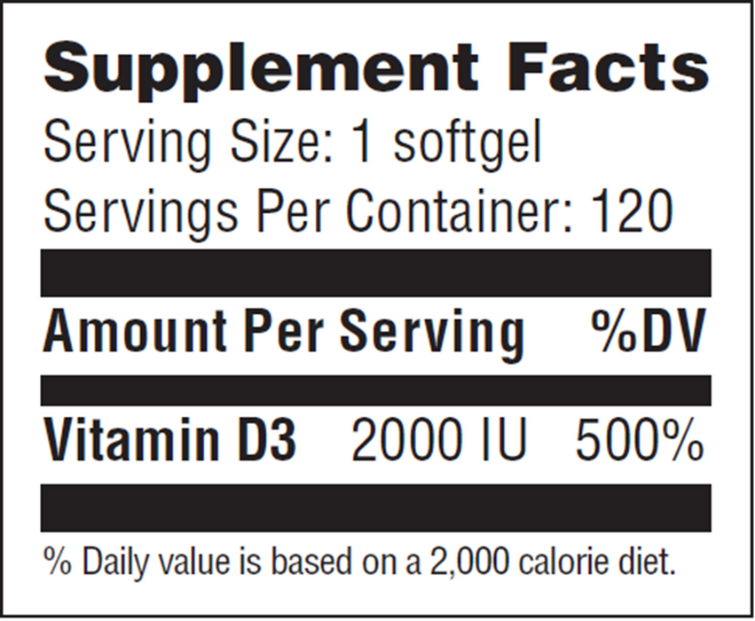 Advanced Nutrition by Zahler Vitamin D3 2000 IU 120 softgels