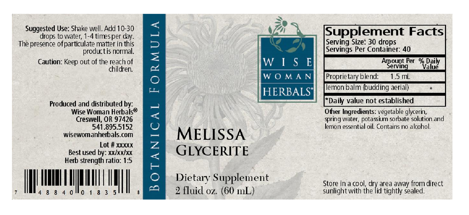 Wise Woman Herbals Melissa Glycerite/lemon balm 2 oz