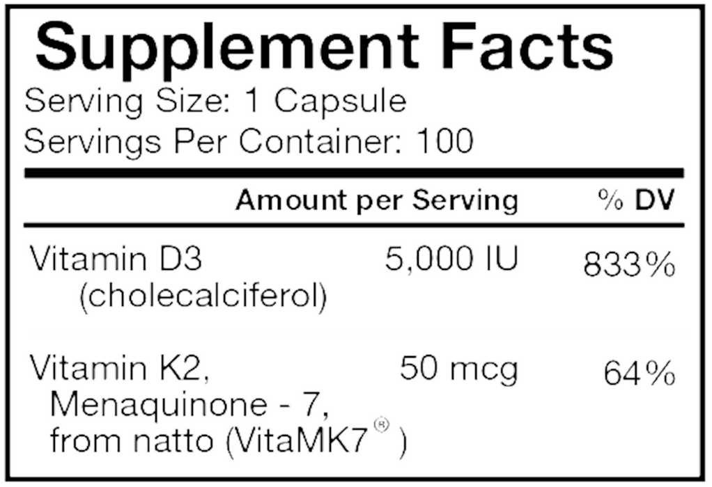 Bio-Design Vitamin D3 5000 Plus Nat MK-7 100 caps