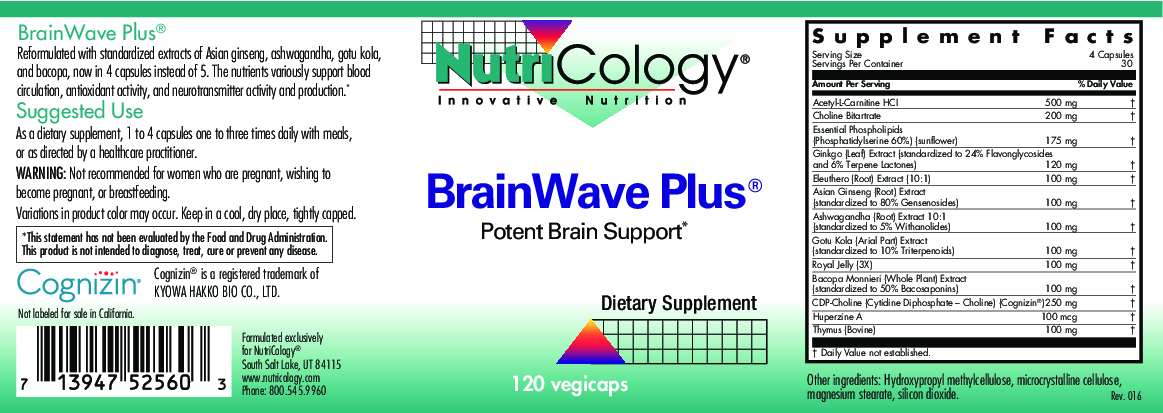 Nutricology BrainWave Plus 120 vegcaps